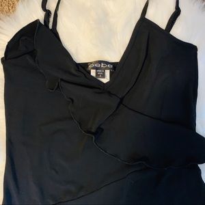 Bebe Black A-line Ruffled Dress